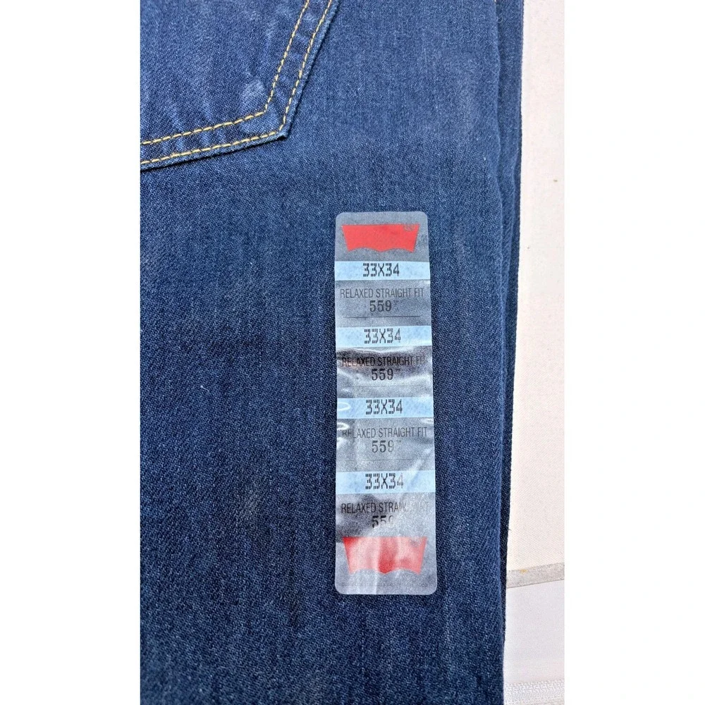 New Levi's 559 Relaxed Straight Fit Jeans Mens 33x34 Dark Wash Denim NWT